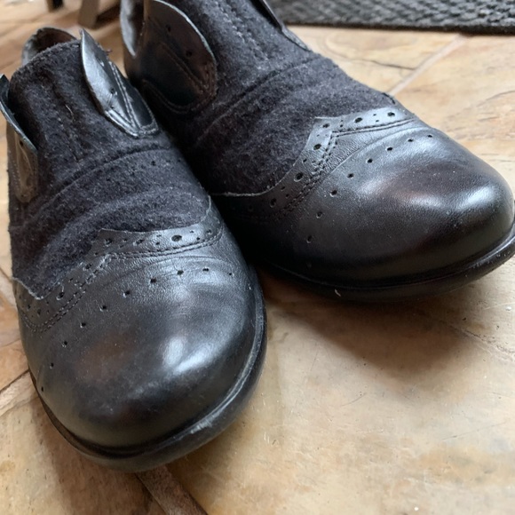 Laceless Oxford Slip-on Loafer Two-tone Leather Fabric Black/Charcoal US8 Eur39 - Picture 11 of 11